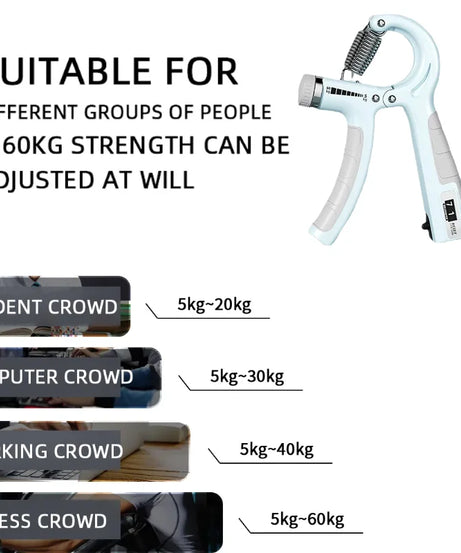 5-60Kg Adjustable Hand Grip Strengthener, Stainless Steel Spring Hand Exerciser For Muscle Building And Injury Recovery