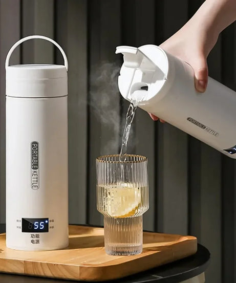 500ML Electric Kettles Portable Tea Coffee Kettle Travel Boil Water Thermal Cup Anti-Scald Water Bottle English Menu