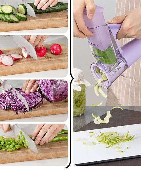 LMETJMA Electric Cheese Grater Portable Salad Maker With 4 Different Shapes of Blades 40W Electric Rotary Slicer Shredder JT363