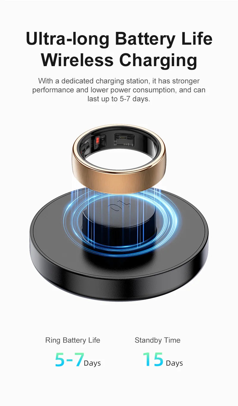 Uhoofit R10 Smart Ring with Charging Case Men Women Health Heart Rate Sleep Monitor IP68 & 5ATM Waterproof Multi-sport Mode