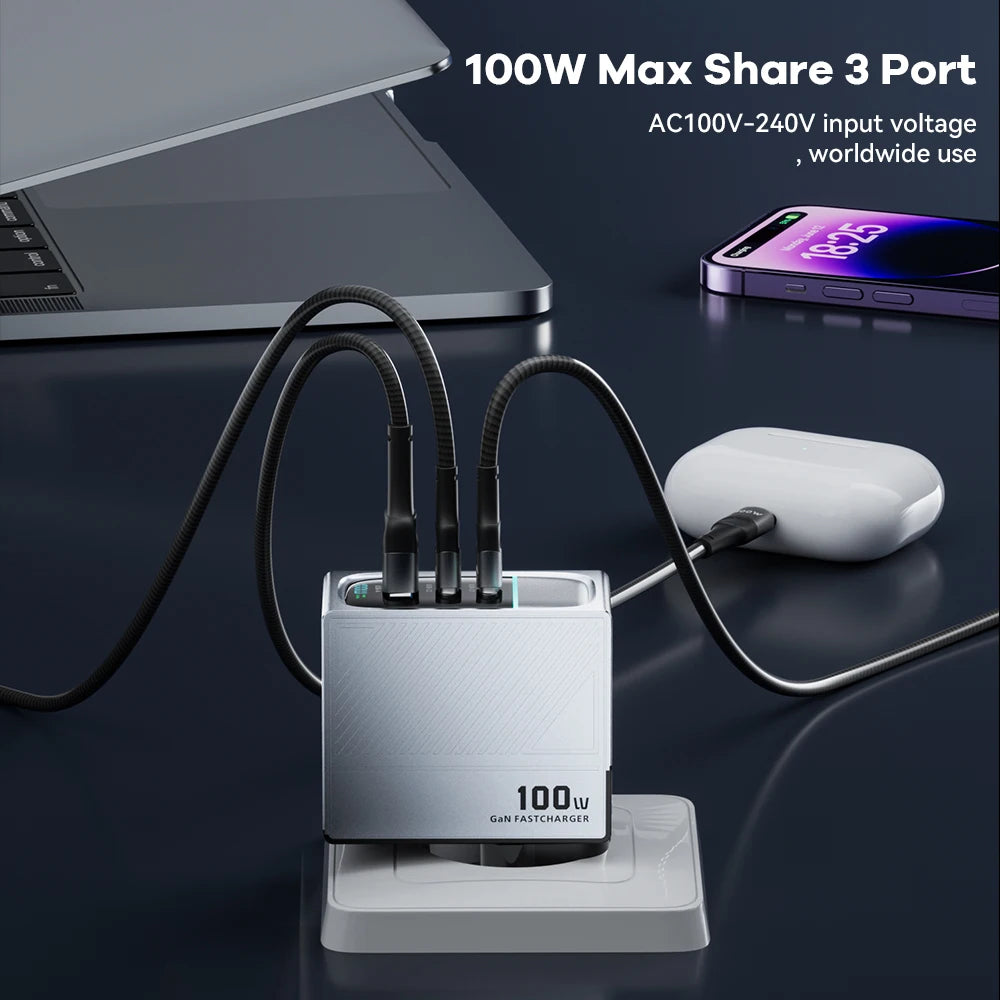 100W GaN Charger PD QC USB Fast Charger Type C Quick Charging USB C Phone Charger for iPhone 15 14 13 Pro Max Macbook Samsung