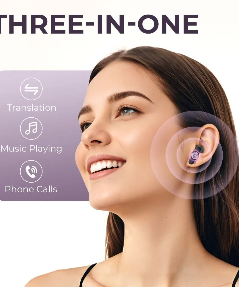 Real Time Translators Headphones with Touch Screen 144 Languages Translation Bluetooth 5.4 Earbuds Noise Cancelling Headset