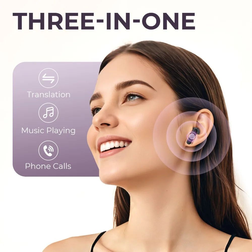 Real Time Translators Headphones with Touch Screen 144 Languages Translation Bluetooth 5.4 Earbuds Noise Cancelling Headset