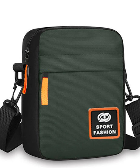 Men's single-shoulder cross-body bag with multi-layer zippers, trendy color contrast, and casual messenger style bag