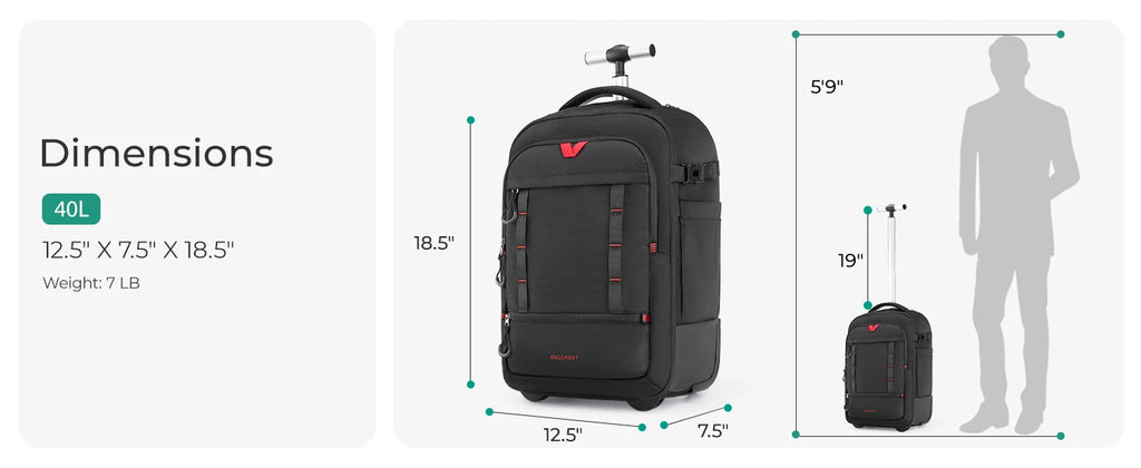 BAGSMART Rolling Camera Bag Photographer Backpack for DSLRs Professional Roller Photo Bags Photographic Rolling Travel Suitcase