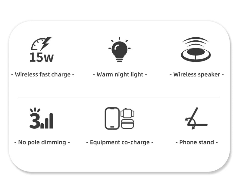 5-in-1 Magnetic Wireless Charging Station with Wireless Speaker Night Light Fast Charger for iPhone iWatch AirPods With Speaker