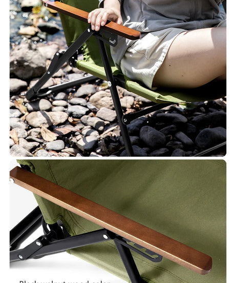 BSWOLF Camping Folding Chair Adjustable Armrest Portable Relaxing Chair With Detachable Pillow for Beach Travel Hiking