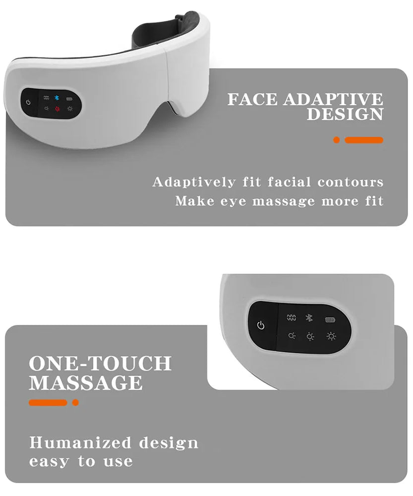 Eye Massager with Heat Smart Eye Care Device with Music for Migraines Relax Reduce Eye Strain Dark Circles Eye Bag Improve Sleep