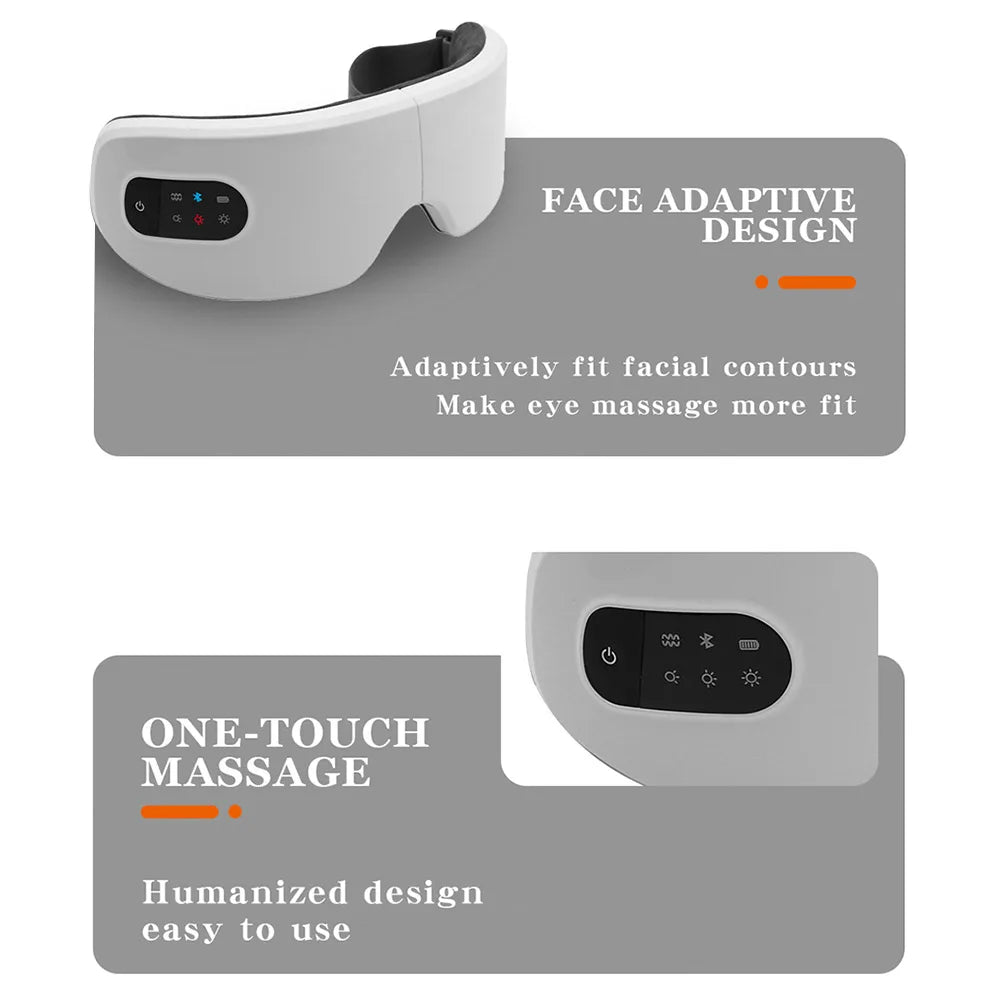 Eye Massager with Heat Smart Eye Care Device with Music for Migraines Relax Reduce Eye Strain Dark Circles Eye Bag Improve Sleep
