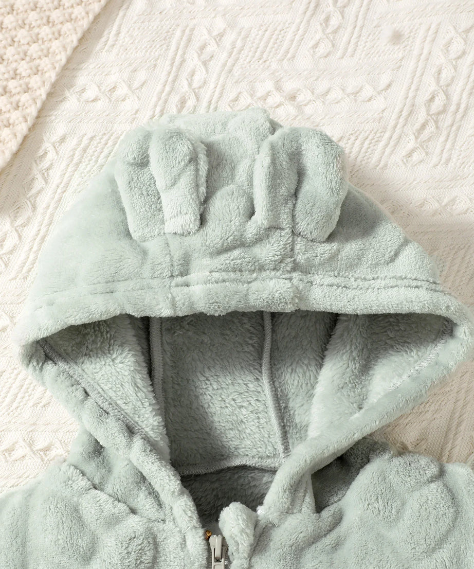 Baby Boys and Girls Plaid Romper Hooded Long Sleeved Plush Jumpsuit Winter Warm Bodysuit Clothes for 3-24 Months Toddler Boy