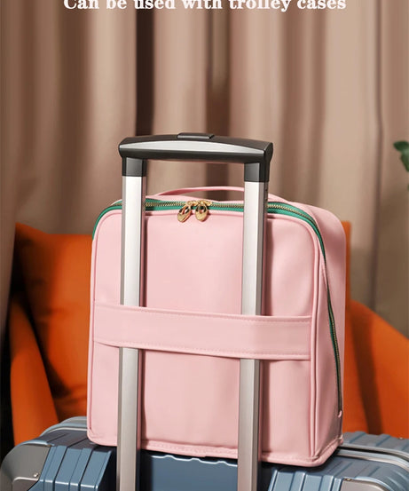 Large-capacity cosmetic bag, convenient and can be hung on a suitcase, travel makeup essential, vertical pencil case storage bag