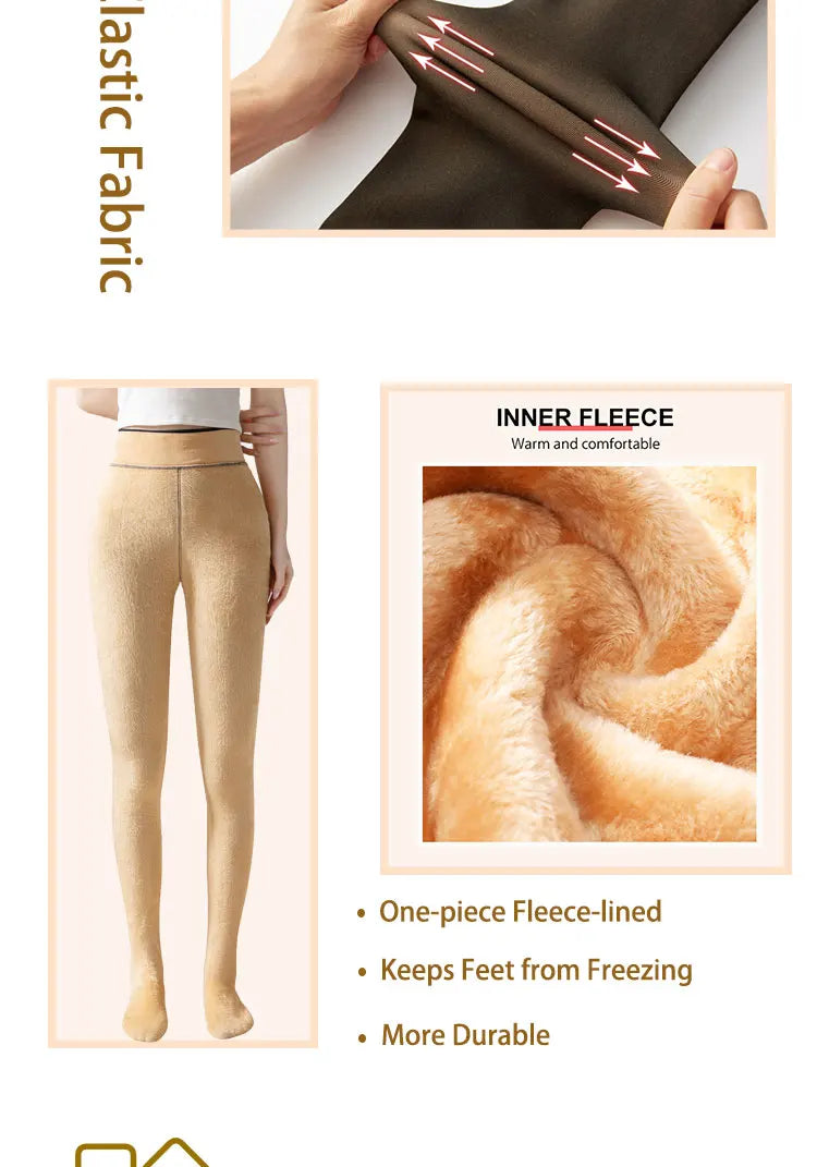 New Women Fleece Lined Black Tights Sheer Fake Translucent Warm Winter Pantyhose Leggings Outfit Thick Tights Invisible Crotch