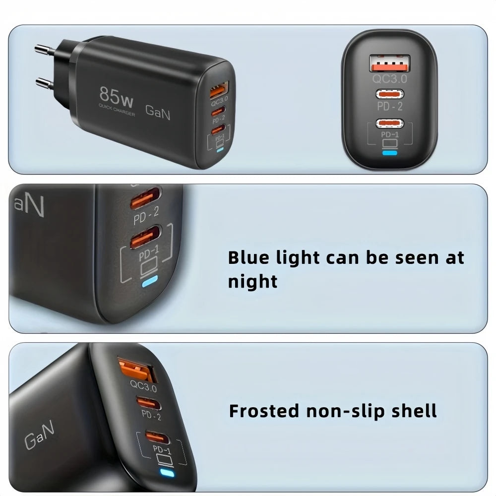 Real 85W GaN USB Type C Charger QC3.0 Quick Charge PPS PD 65W 30W Fast Charging For iPhone 15 14 Pro MacBook Laptop Ipad Samsung