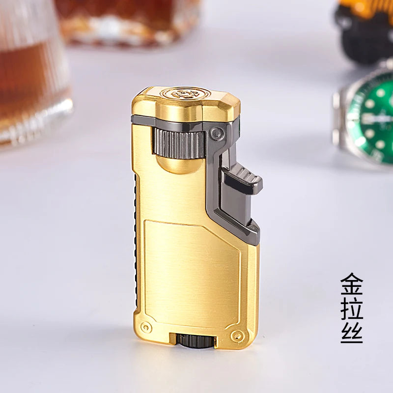Dropshipping VIP Link Creative Three-color Flame Metal Gradient Inflatable Lighter Flame Switching Cool Windproof Torch Lighter