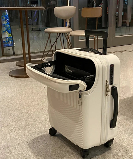 New front opening boarding suitcase men women 20/24/26 inch lightweight trolley travel luggage fashion USB charging luggage