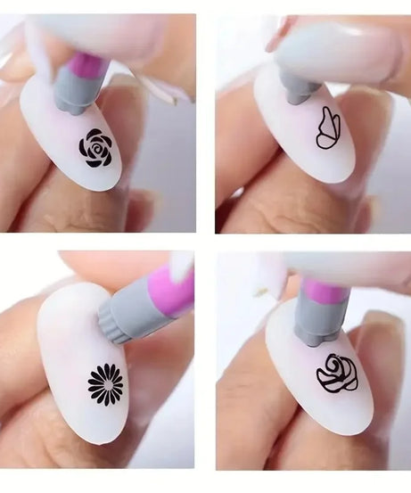 4/6/10Pcs Set Nail Art Stamp Pen DIY Floral Butterfly Nail Graffiti Nail Dotting Tools Polishing Painting Drawing Manicure Tools