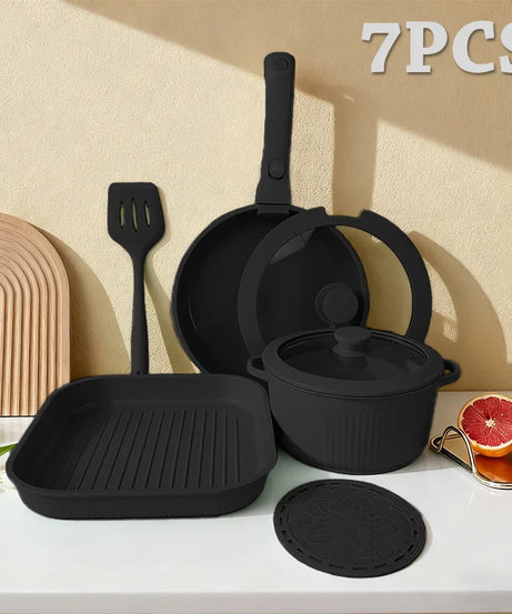 Pots and Pans Set, Nonstick Cookware Set Detachable Handle, Induction Kitchen Cookware Sets , RV Cookware Set, Oven Safe