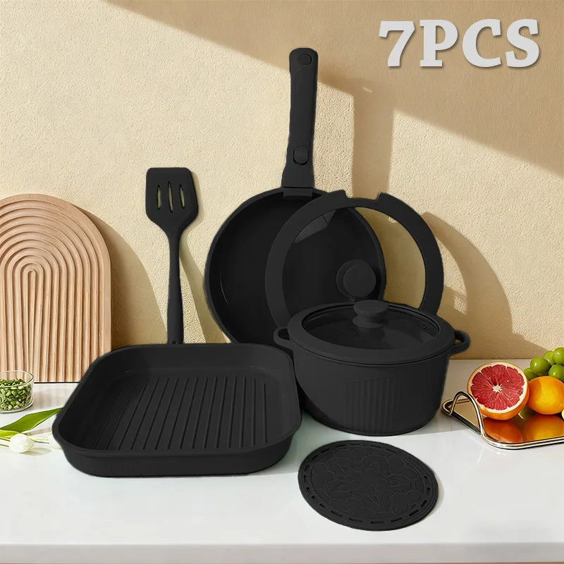 Pots and Pans Set, Nonstick Cookware Set Detachable Handle, Induction Kitchen Cookware Sets , RV Cookware Set, Oven Safe