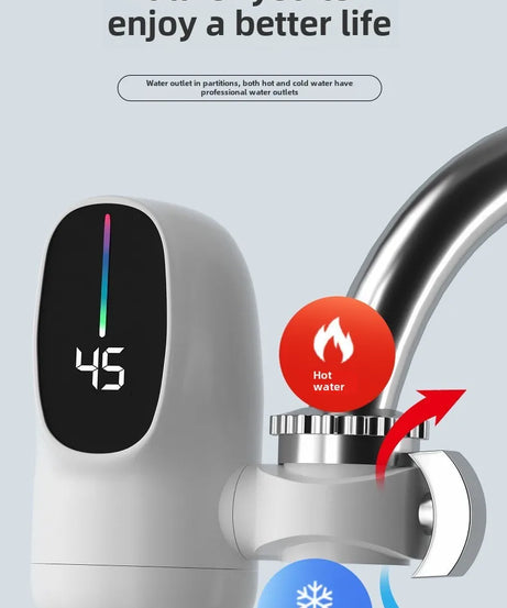 3000W Instant Hot Water Heater Faucet Electric Tankless for Kitchen Fast Heating Tap with Temperature Display