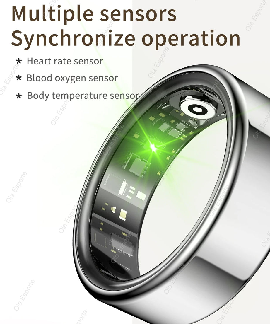 2025 New Smart Ring Men Women, Heart Rate Blood Oxygen and Sleep Monitor Smartring IP68 & 5ATM Waterproof, Multi-sport Mode Ring