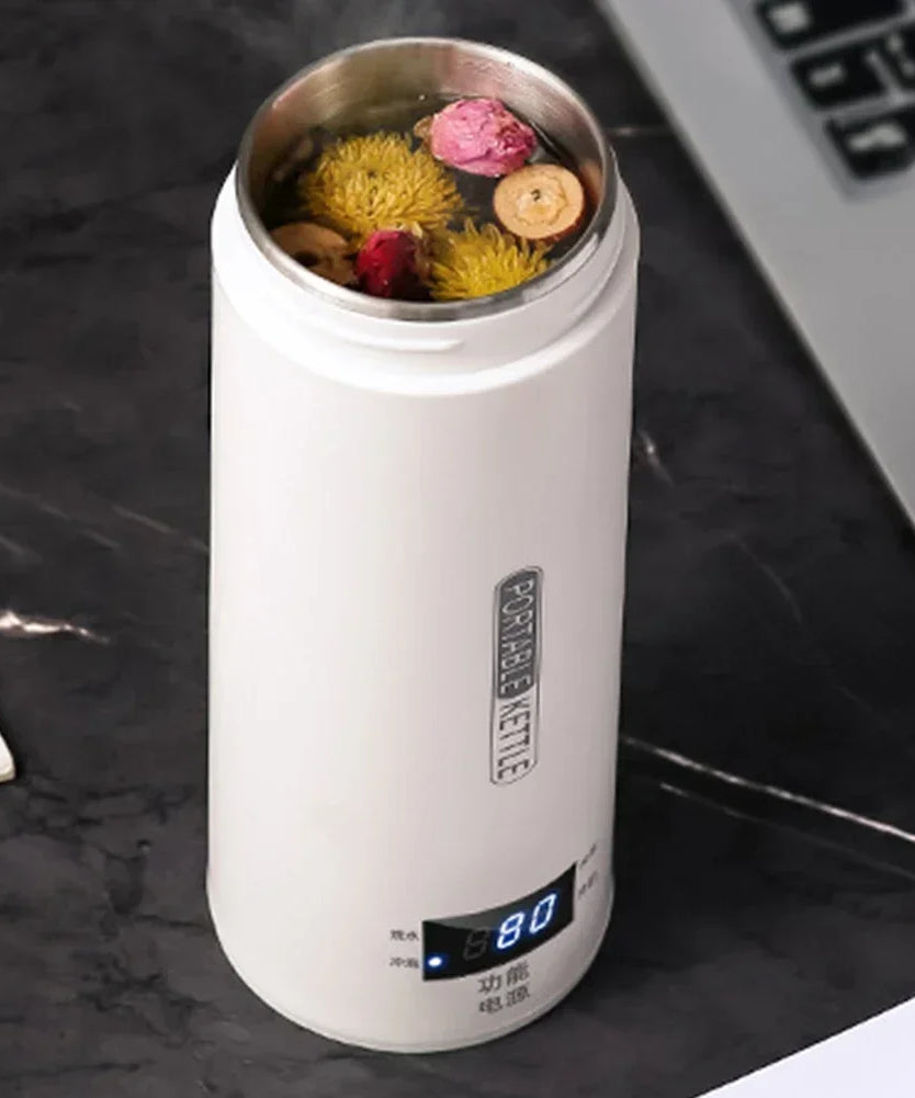 500ML Electric Kettles Portable Tea Coffee Kettle Travel Boil Water Thermal Cup Anti-Scald Water Bottle English Menu