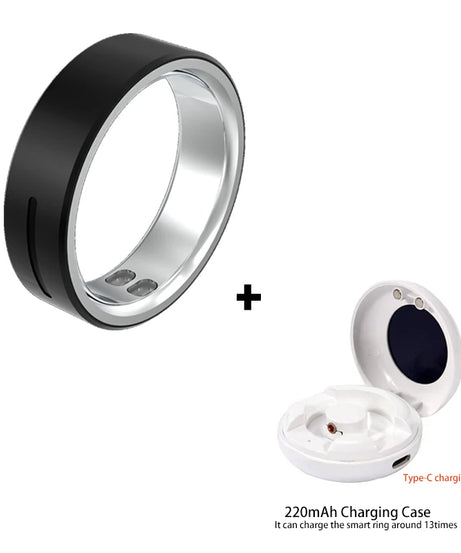 Ceramic Smart Ring with Vibrate Alerts Calls Alarm Notification Vibration, Health and Sleep Monitor 5ATM Waterproof Ring for Men