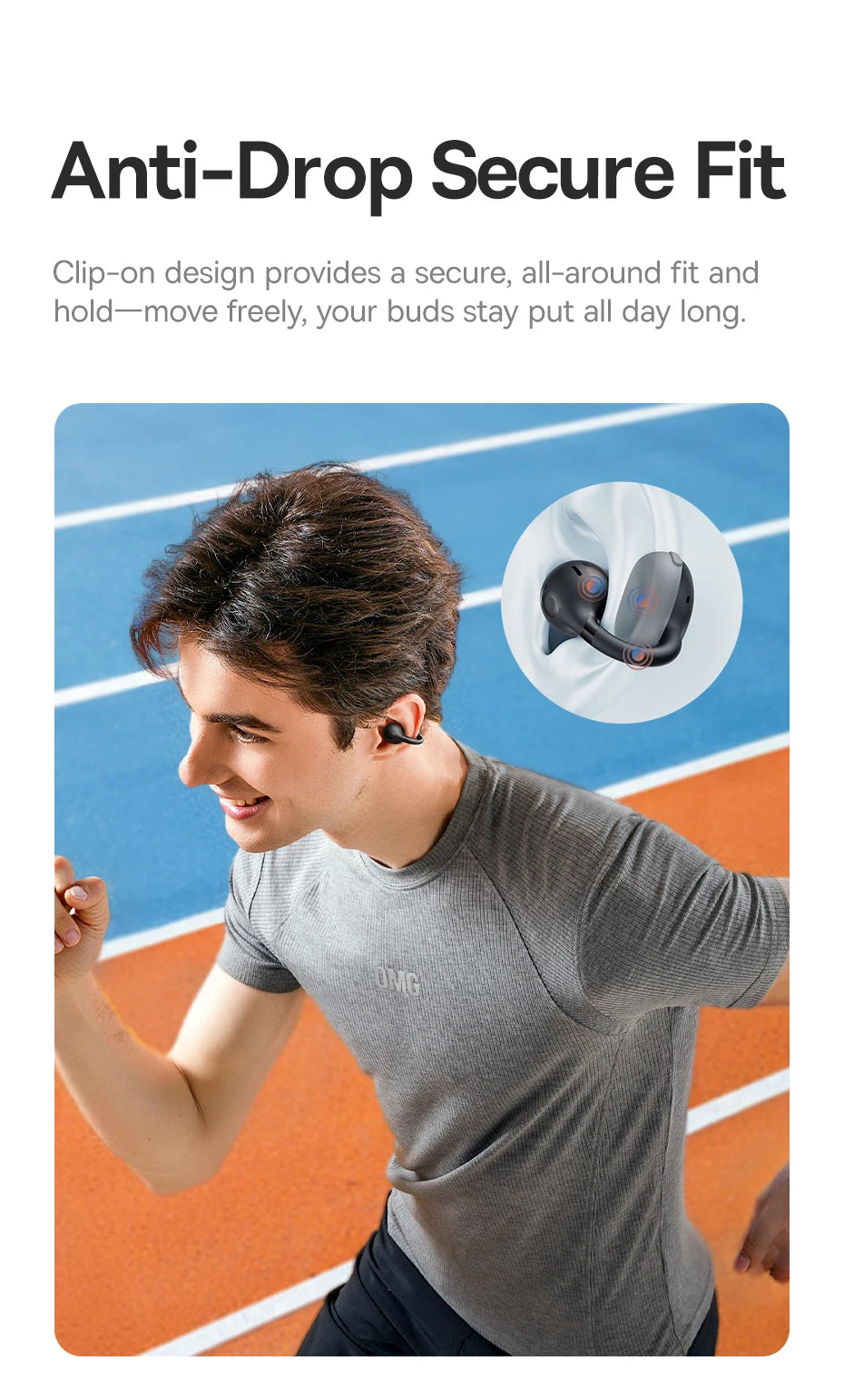 Baseus BC1 Ear Clip Earbuds Open Ear Wireless Earphones Bluetooth 6.0 Clip On Sports Headphones 4-Mics Super Bass IP55 Ear buds