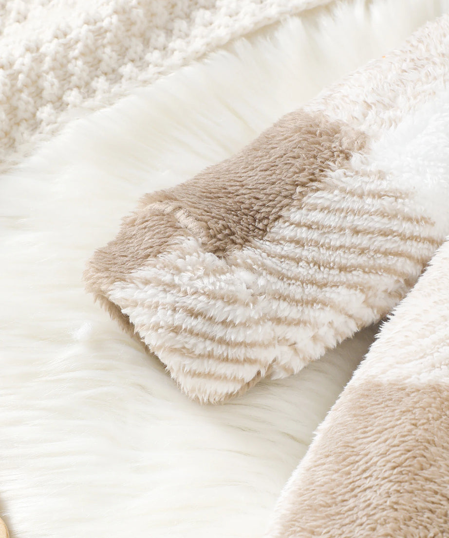 Baby Boys and Girls Plaid Romper Hooded Long Sleeved Plush Jumpsuit Winter Warm Bodysuit Clothes for 3-24 Months Toddler Boy