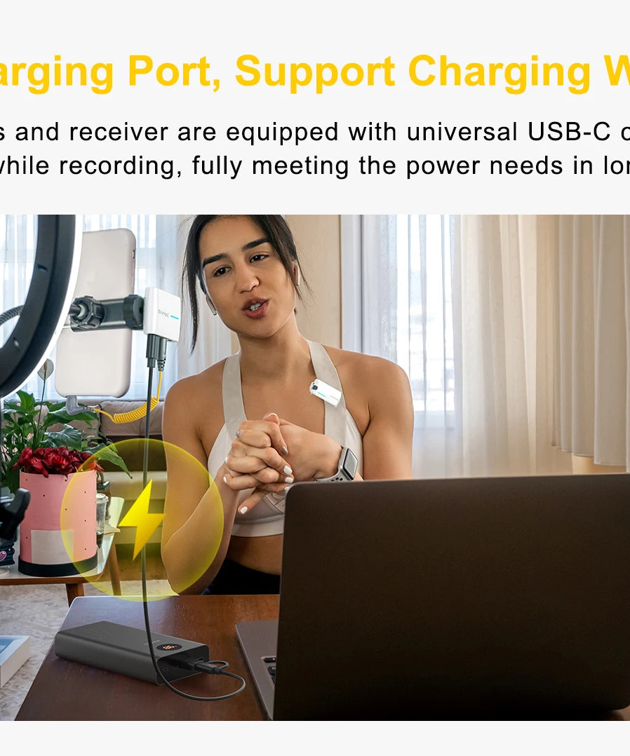 7Ryms iRay DW40 Wireless Lavalier Microphone with 4 Transmitters,48kHz/24bit Recording,AI Denoise for Camera,SmartPhone and PC