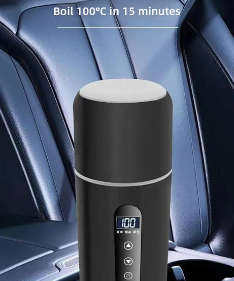 Electric Kettle 12V24V Portable Car Heating Cup 500ml Travel Heating Touch Screen Intelligent Adjustable Temperature Thermal Cup