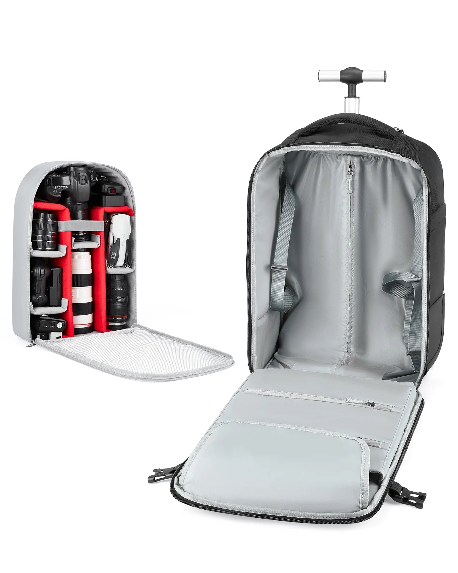 BAGSMART Rolling Camera Bag Photographer Backpack for DSLRs Professional Roller Photo Bags Photographic Rolling Travel Suitcase