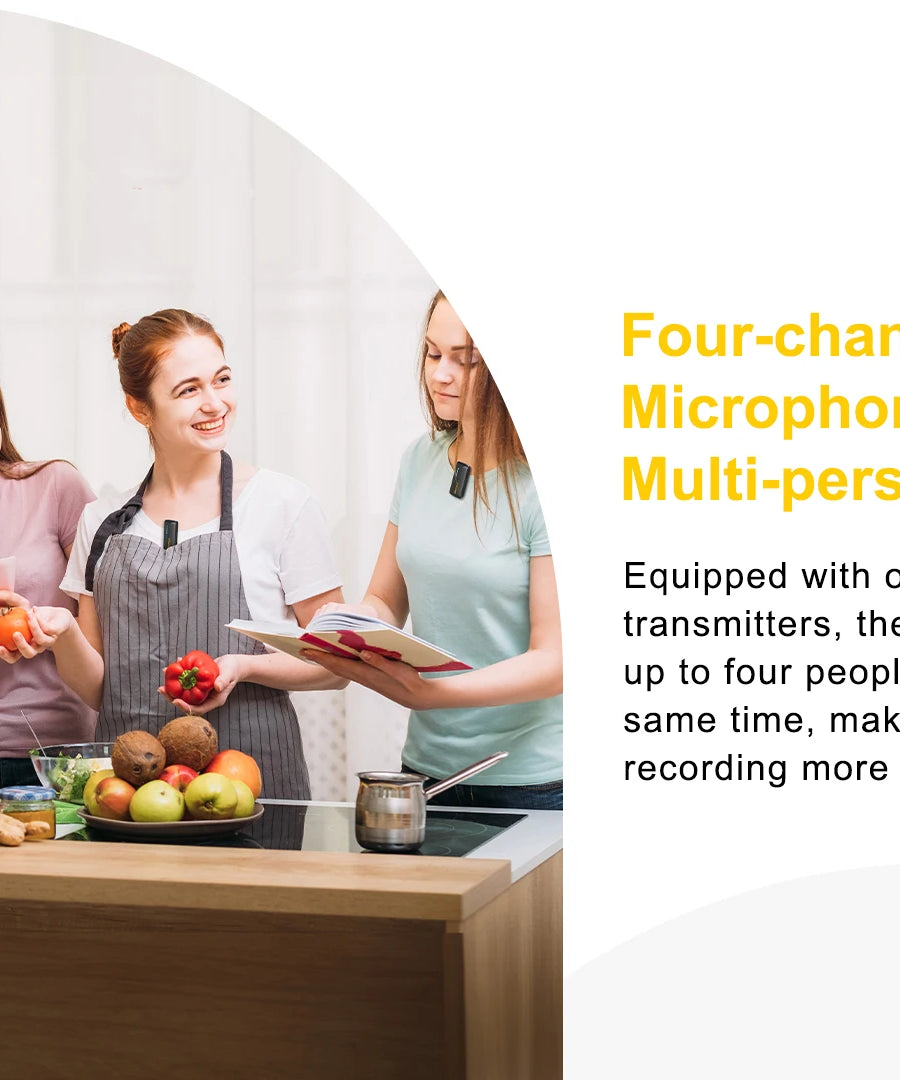 7Ryms iRay DW40 Wireless Lavalier Microphone with 4 Transmitters,48kHz/24bit Recording,AI Denoise for Camera,SmartPhone and PC