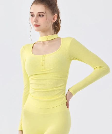 Gym Women Sports Tops Yoga Fitness Long Sleeves Breathable Comfort Workout Clothing Running Gym Pilates Yoga Shirts with Chest