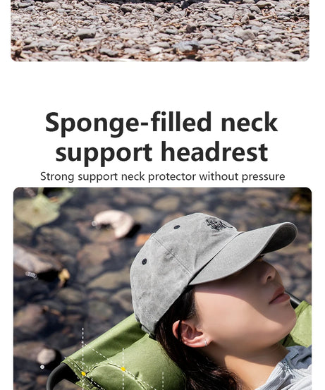 BSWOLF Camping Folding Chair Adjustable Armrest Portable Relaxing Chair With Detachable Pillow for Beach Travel Hiking