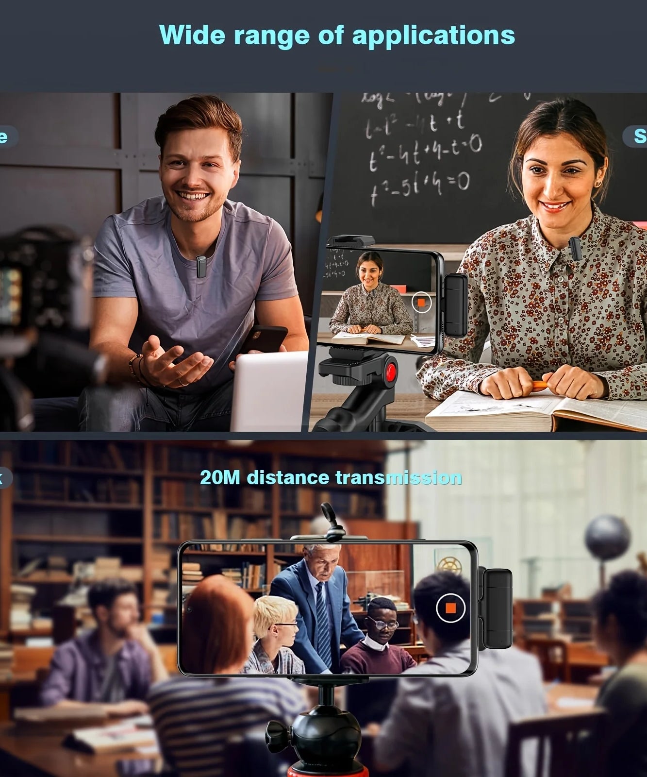 Wireless Lavalier Microphone with Charging Case Windproof Fleece Suitable for Phones Laptop Devices with Noise canceling MIC