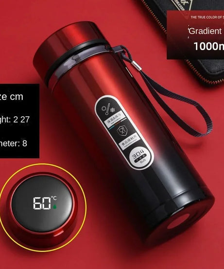 800ML-1L Stainless Steel Thermos Bottle 304 Tea Bottle Car Vacuum Bottle with LED Temperature Display Portable Drinking Cup