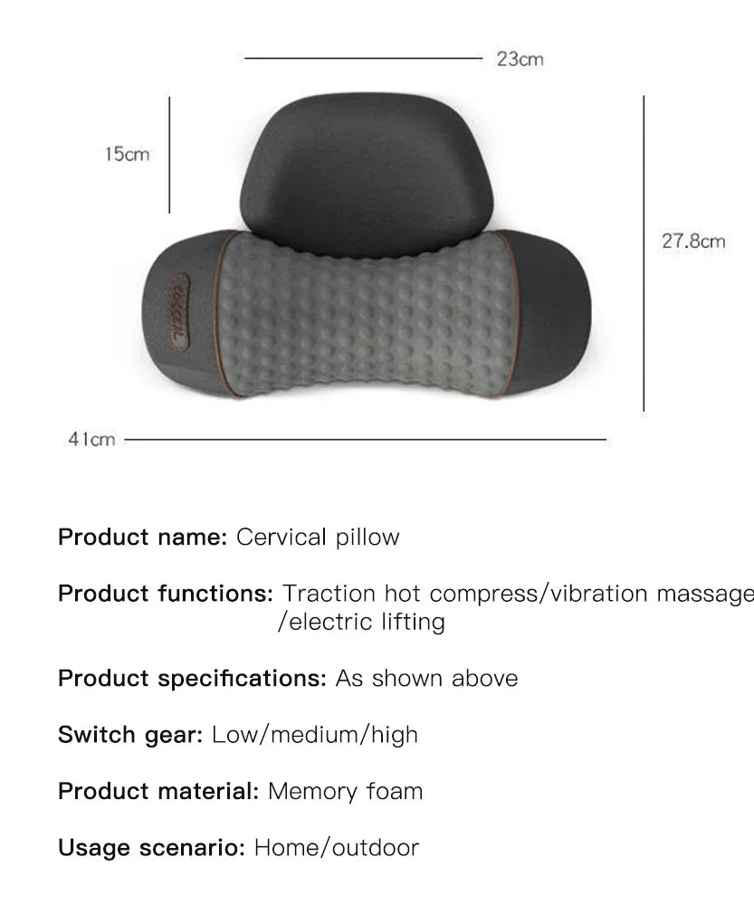 Electric Neck Massager Cervical Pillow Hot Compress Neck Stretch Heating Vibration Neck Shoulder Massage Pillow Back Traction