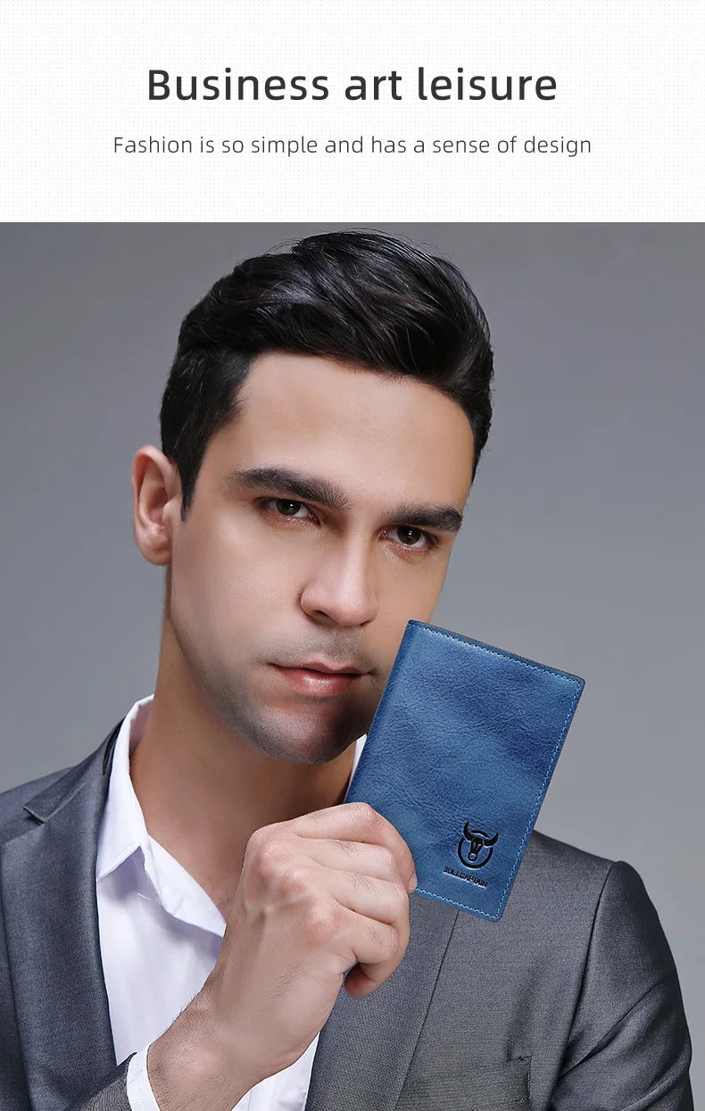 BULLCAPTAIN New 100% Leather Men's Wallet High Quality Product Leather Men's Wallet Multifunctional Card Slot Short Wallet QB017