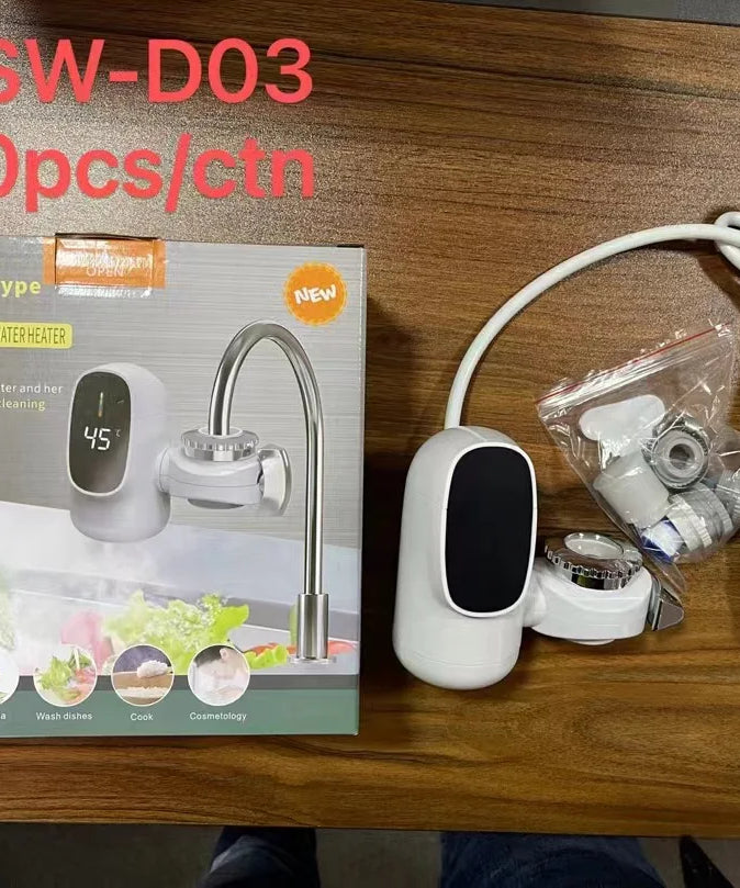 3000W Instant Hot Water Heater Faucet Electric Tankless for Kitchen Fast Heating Tap with Temperature Display