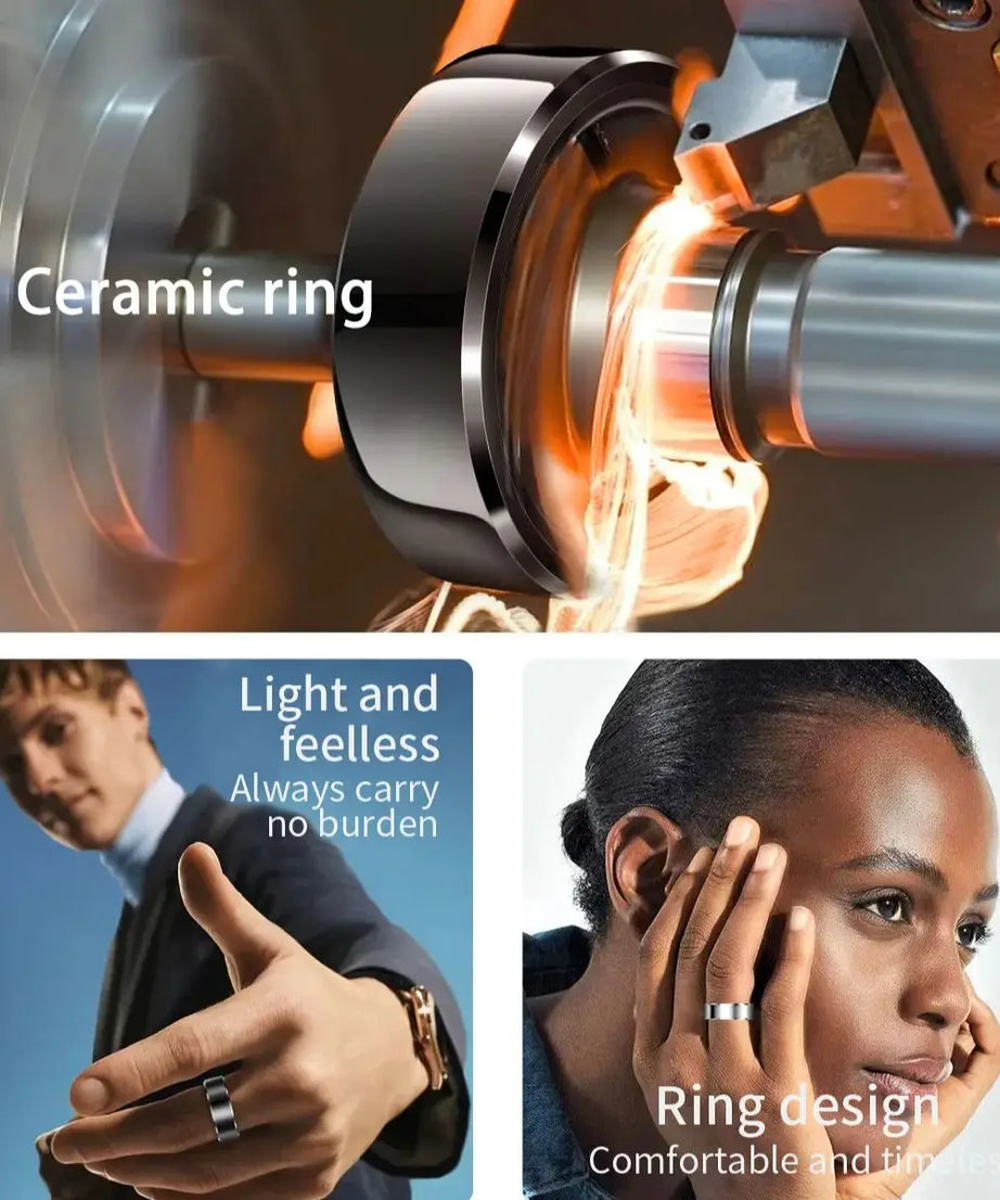 Couple Xiaomi Smart Ring, Bluetooth Sync,Sleep&Heart Rate Tracker, 5ATM Waterproof, Compatible iOS/Android, Men&Women Smart Ring