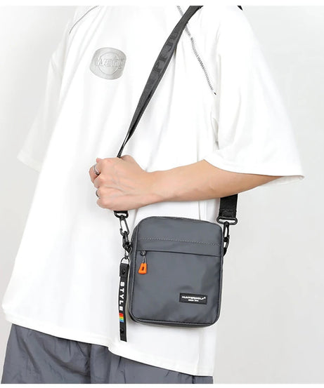 Simple Mini Men Crossbody Bag For Phone Side Bag Casual Waterproof PU Leather Shoulder Bag Business Small Messenger Sling Bags