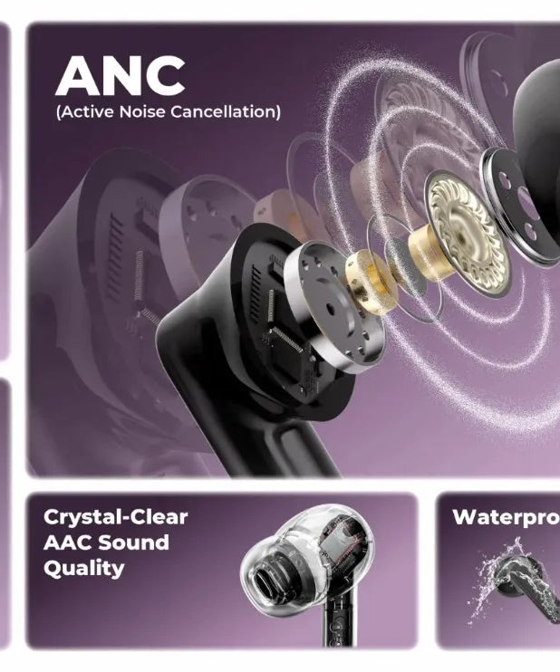 Real Time Translators Headphones with Touch Screen 144 Languages Translation Bluetooth 5.4 Earbuds Noise Cancelling Headset