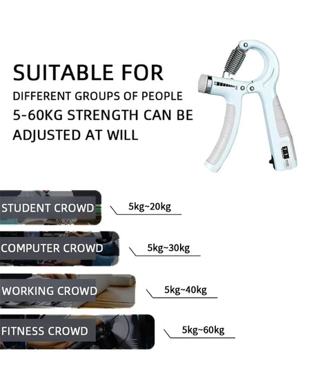 Adjustable Hand Grip 5-60kg Strengthener Hand Grip Trainer With Counter Wrist Forearm And Hand Exerciser For Muscle Building