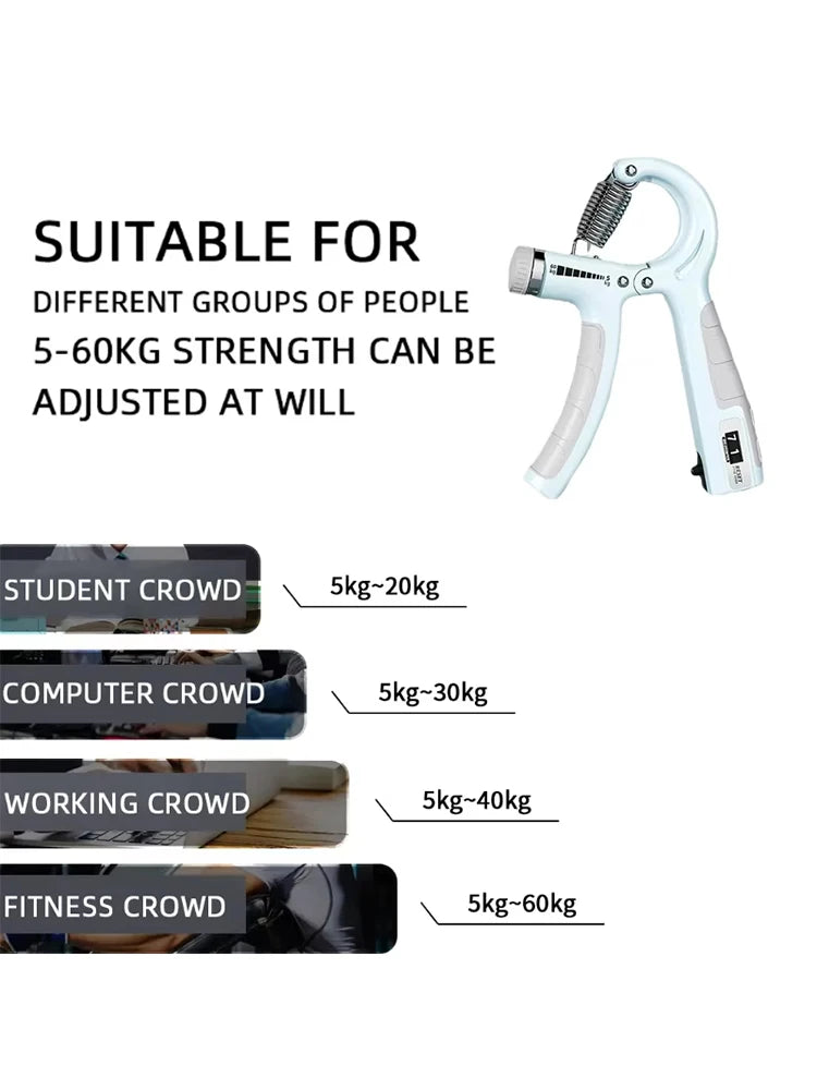 Adjustable Hand Grip 5-60kg Strengthener Hand Grip Trainer With Counter Wrist Forearm And Hand Exerciser For Muscle Building