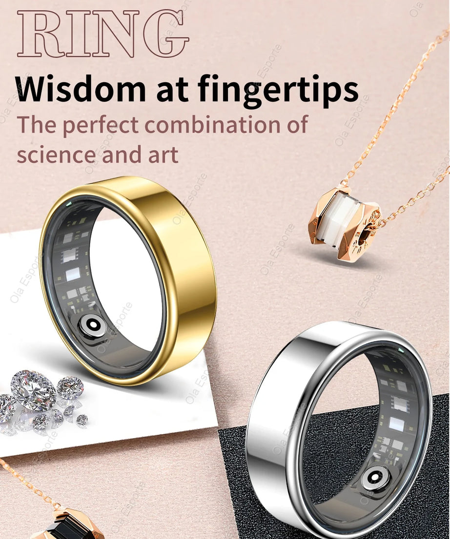 2025 New Smart Ring Men Women, Heart Rate Blood Oxygen and Sleep Monitor Smartring IP68 & 5ATM Waterproof, Multi-sport Mode Ring