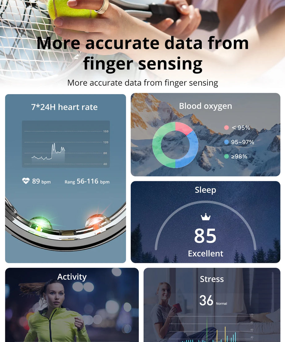 COLMI R10 Smart Ring with Charging Case for Men Women, Health and Sleep Monitor, 5ATM Waterproof, Multi-sport Mode