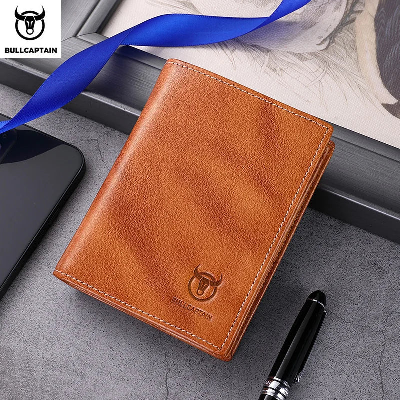 BULLCAPTAIN New 100% Leather Men's Wallet High Quality Product Leather Men's Wallet Multifunctional Card Slot Short Wallet QB017