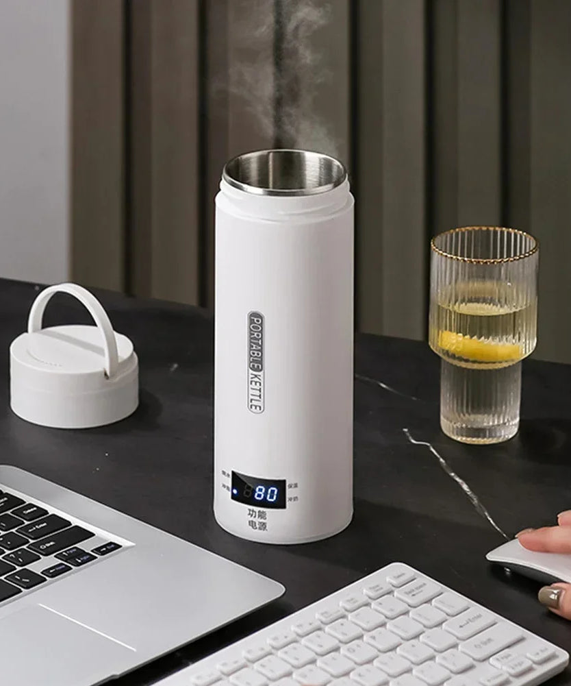 500ML Electric Kettles Portable Tea Coffee Kettle Travel Boil Water Thermal Cup Anti-Scald Water Bottle English Menu