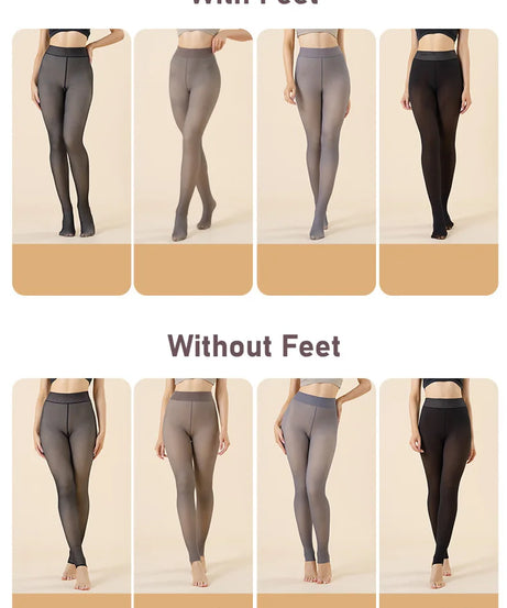 Thermal Stockings Women Fleece Lined Tights Warm Winter High Waist Sexy Translucent Black Pantyhose Thermal Legging Tights Women