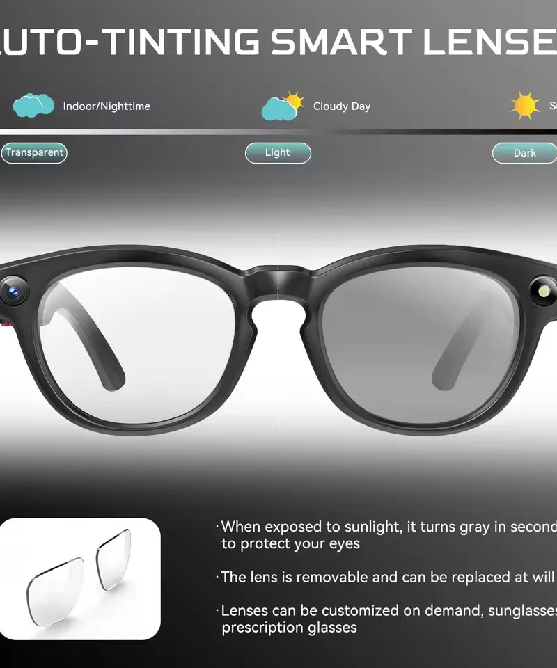 2026 New 4K HD AI Smart Glasses Men 800W Pixel Camera Bluetooth Call 4GB WIFI Transmission Voice Assistant Smart Glasses Women